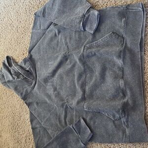 Vision Hooded Sweatshirt MEN'S Size Small Acid Washed Black